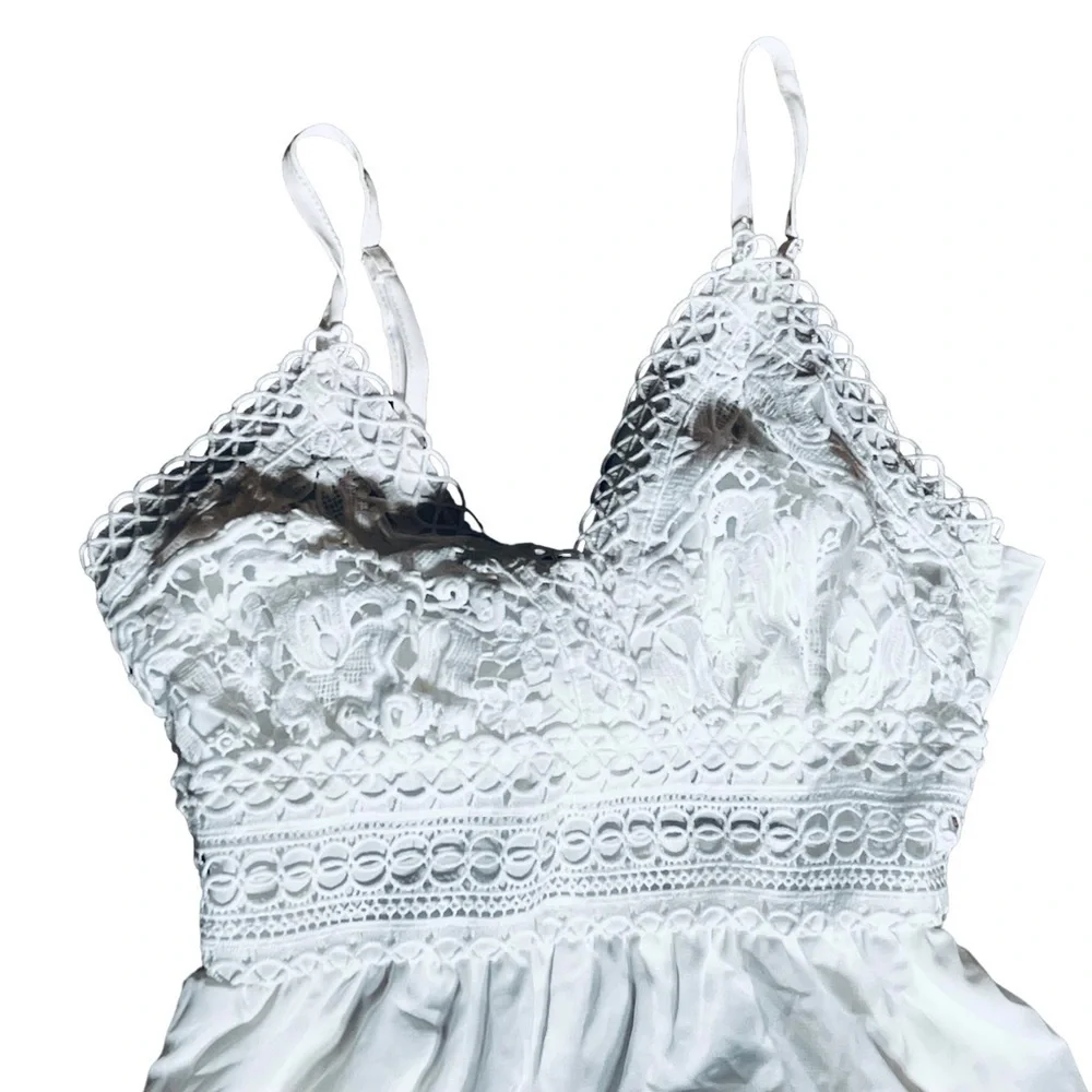 ECOWISH V-Neck Spaghetti Strap Bowknot Backless Lace Dress M NWT - Picture 4 of 8